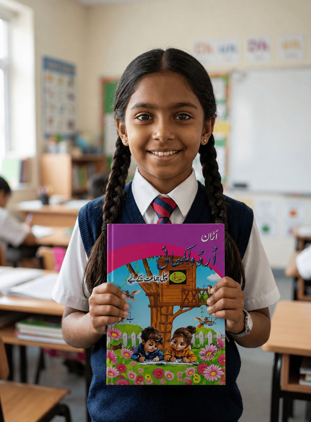 N&B Student Holding Notebook